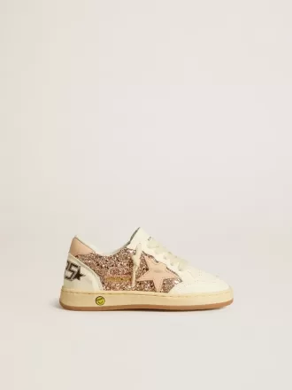 Ball Star Young in glitter en nappa met leren ster en hielstuk
