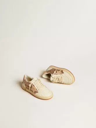Ball Star Young in glitter en nappa met leren ster en hielstuk