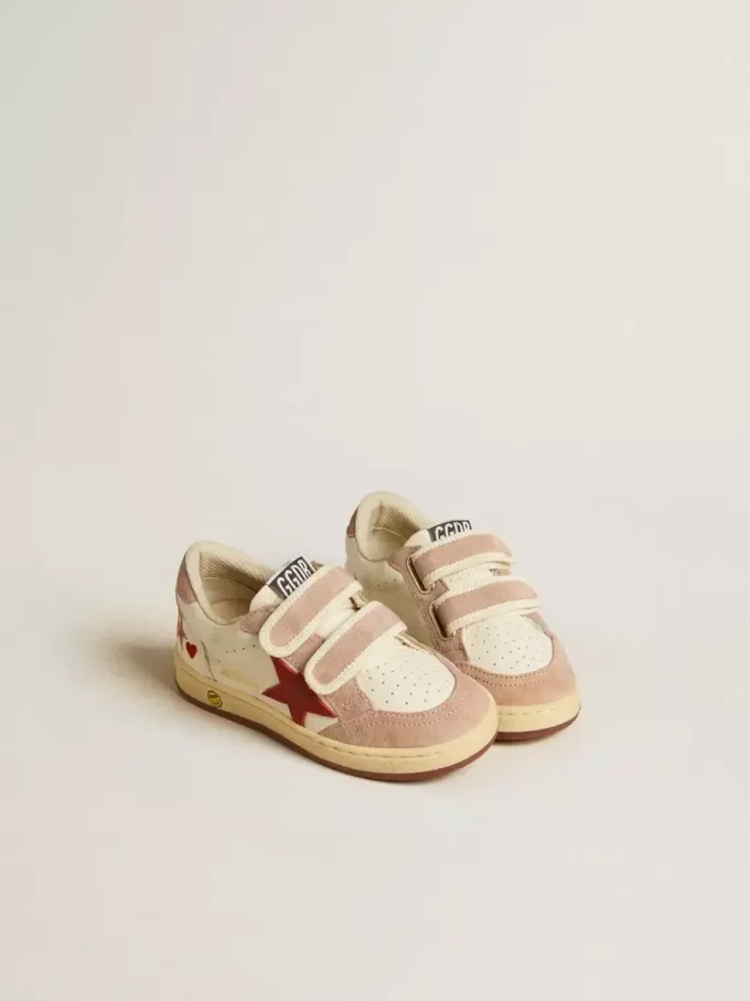 Ball Star Young in nappa met nappa ster en roze suède hielstuk