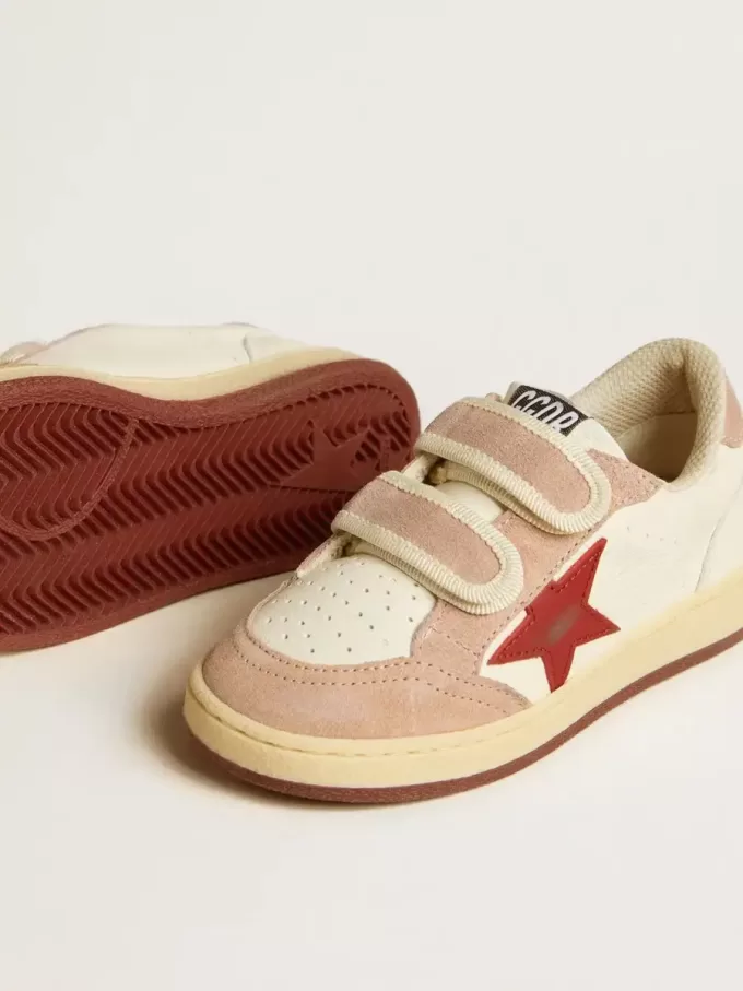 Ball Star Young in nappa met nappa ster en roze suède hielstuk