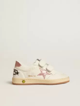 Ball Star Young in nappa met perzikroze glitterster en hielstuk