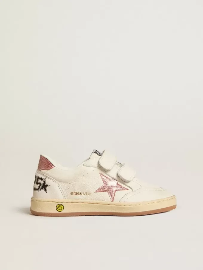 Ball Star Young in nappa met perzikroze glitterster en hielstuk