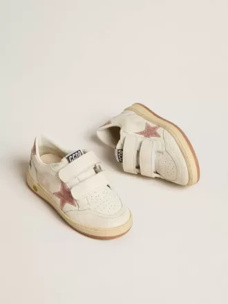 Ball Star Young in nappa met perzikroze glitterster en hielstuk
