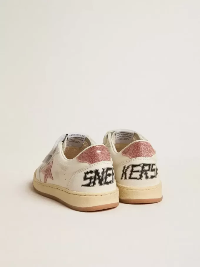 Ball Star Young in nappa met perzikroze glitterster en hielstuk