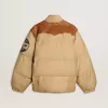 Beige bomberjack met lederen en patchdetails
