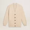 Beige damesvest met ‘Golden’-opschrift op de achterkant