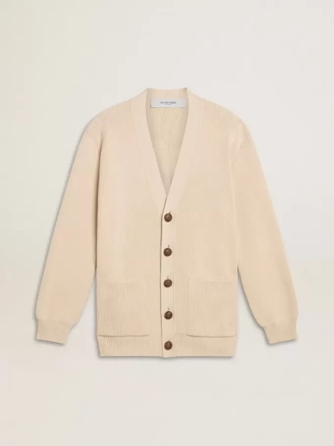 Beige damesvest met ‘Golden’-opschrift op de achterkant