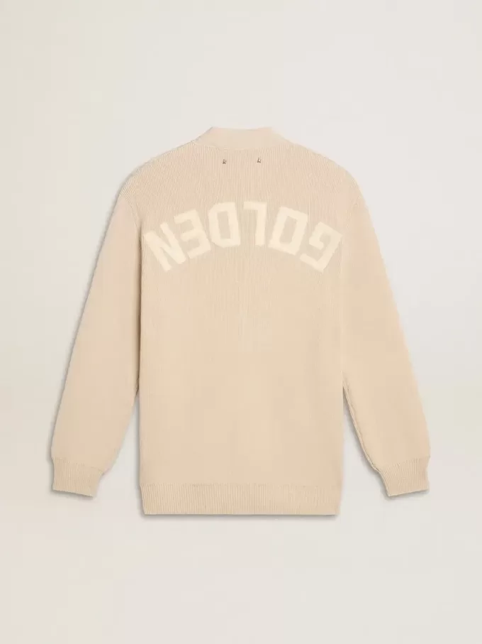 Beige damesvest met ‘Golden’-opschrift op de achterkant