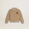 Beige fleece bomberjack voor kinderen
