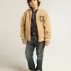Beige fleece bomberjack voor kinderen
