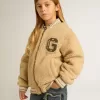 Beige fleece bomberjack voor kinderen