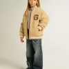 Beige fleece bomberjack voor kinderen