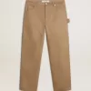 Beige herenbroek met patches