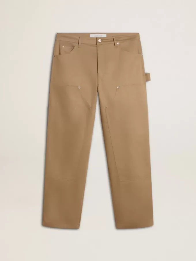 Beige herenbroek met patches