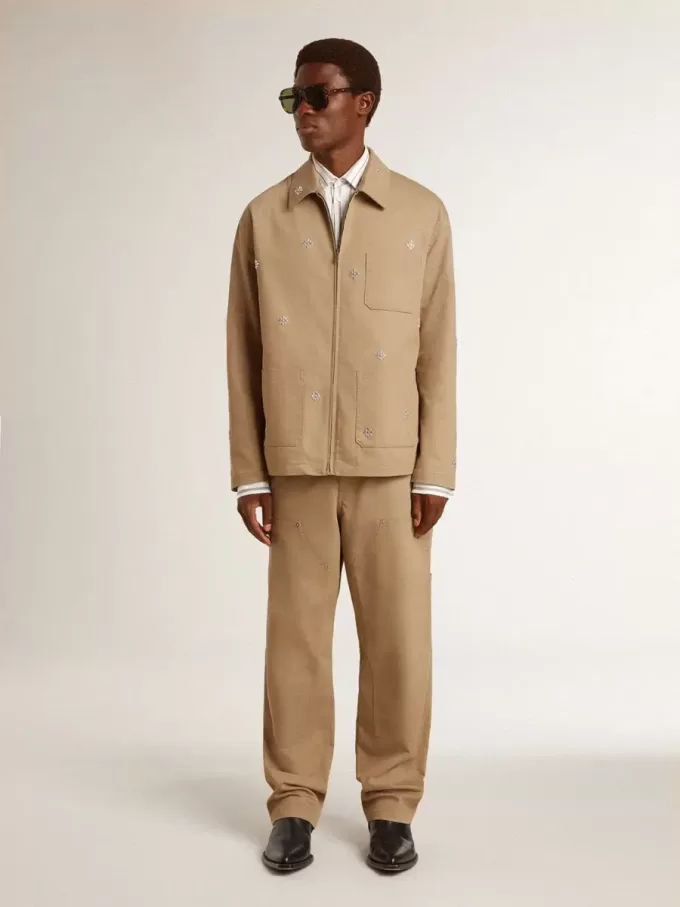 Beige herenbroek met patches