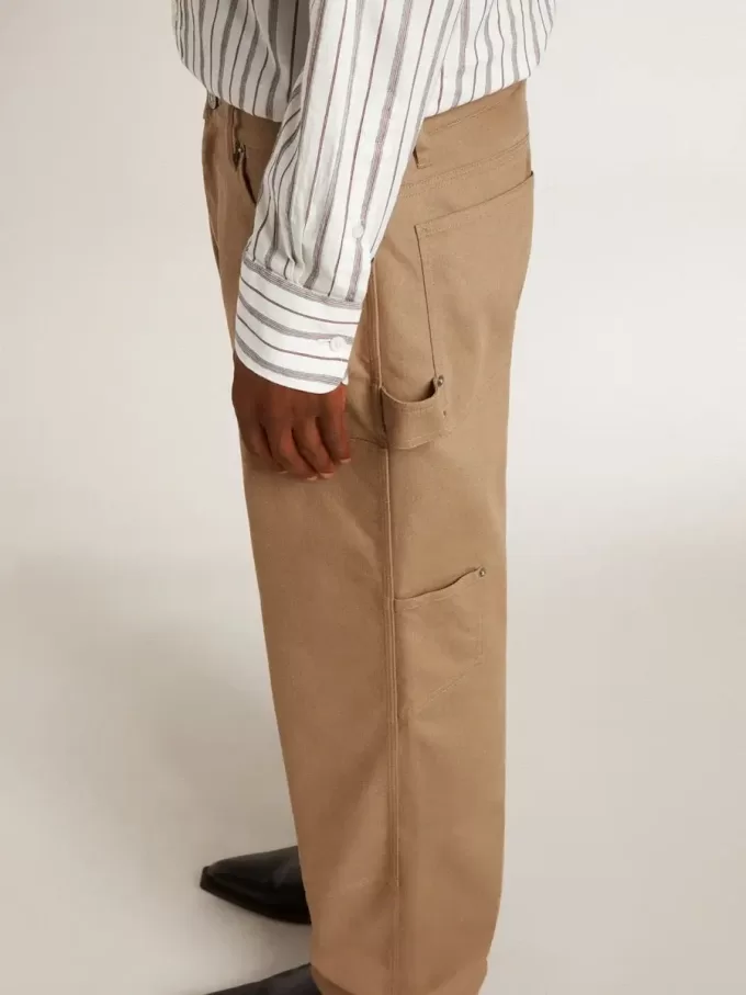 Beige herenbroek met patches