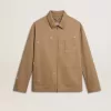Beige herenjas met bloemenborduursel en volledige ritssluiting
