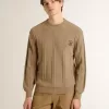 Beige herentrui met geborduurd logo