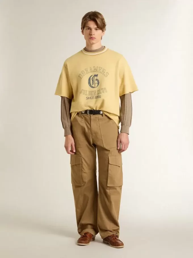 Beige herentrui met geborduurd logo