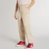 Beige katoenen broek voor meisjes met borduursel