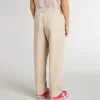 Beige katoenen broek voor meisjes met borduursel