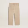 Beige katoenen broek voor meisjes met borduursel