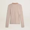 Beige wollen trui met lederen details