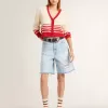 Bermudashort voor dames van denim met doorleefd effect
