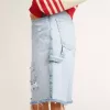 Bermudashort voor dames van denim met doorleefd effect