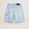 Bermudashort voor dames van denim met doorleefd effect