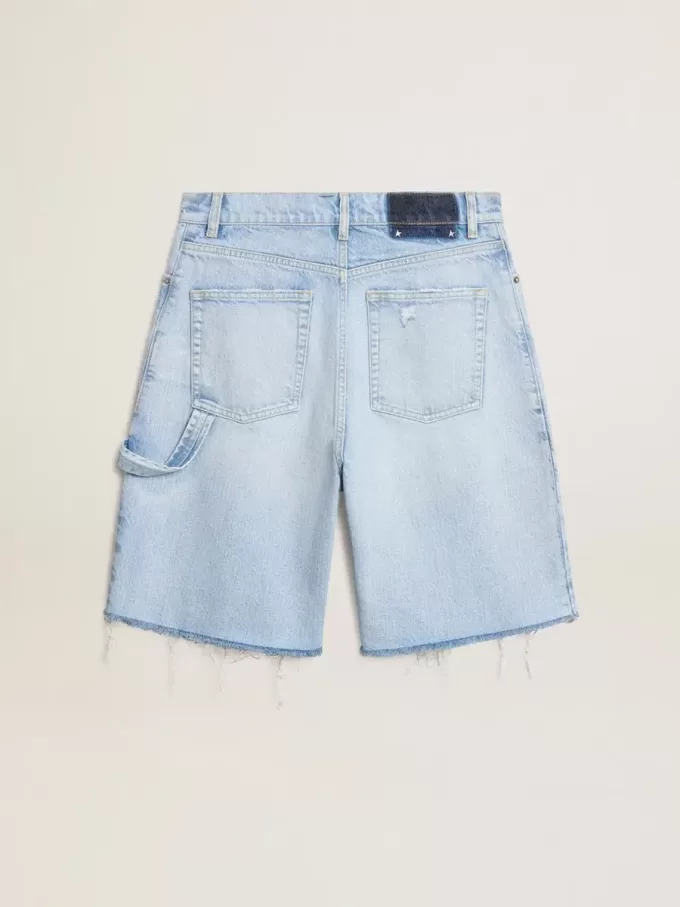 Bermudashort voor dames van denim met doorleefd effect