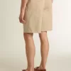 Bermudashort voor heren in beige denim met een doorleefde afwerking