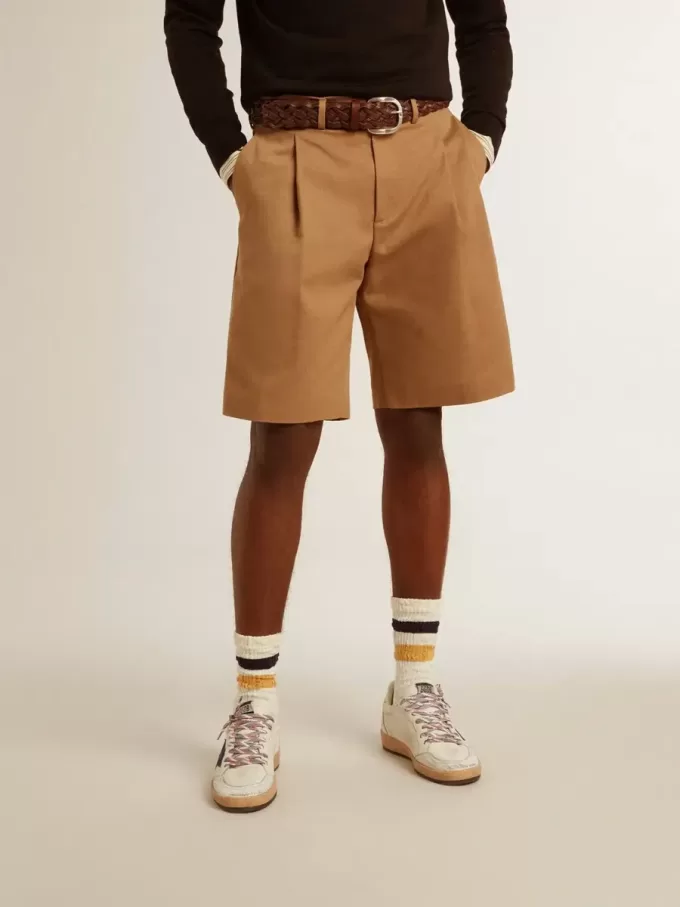 Bermudashort voor heren van beige katoen