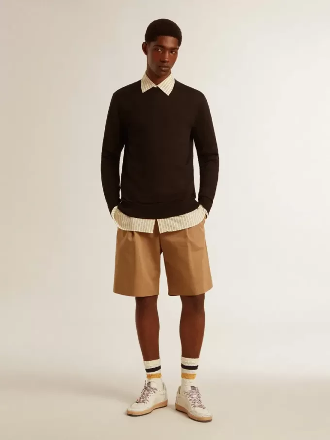 Bermudashort voor heren van beige katoen