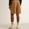 Bermudashort voor heren van beige katoen