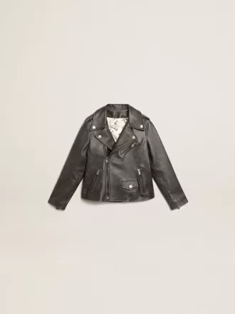 Bikerjack voor jongens van distressed leer