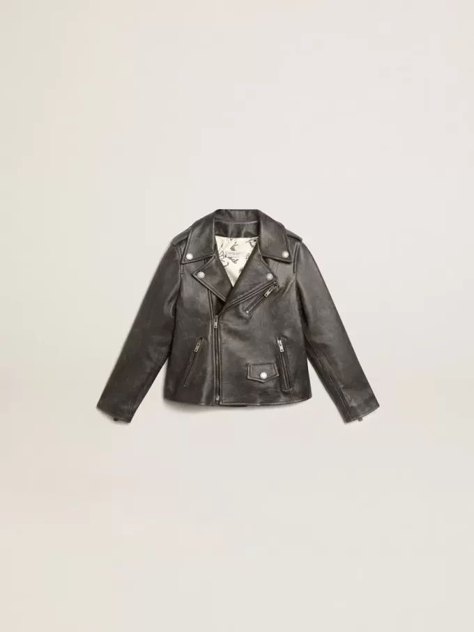 Bikerjack voor jongens van distressed leer