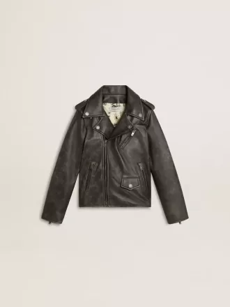 Bikerjack voor jongens van distressed leer