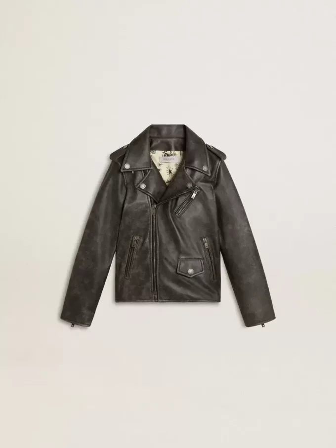 Bikerjack voor jongens van distressed leer