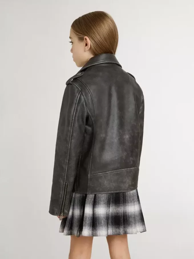 Bikerjack voor jongens van distressed leer