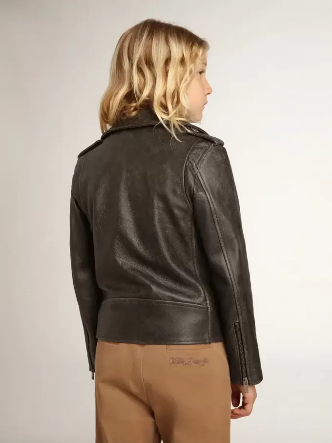Bikerjack voor jongens van distressed leer