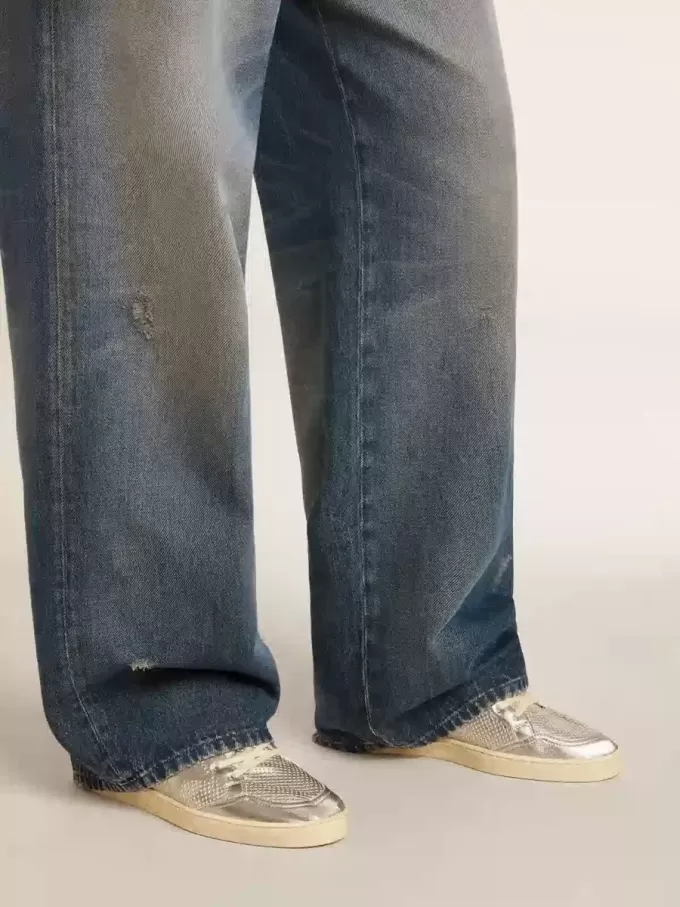 Bio-based Ball Star in metallic zilver met zilveren ster en rode hiellip