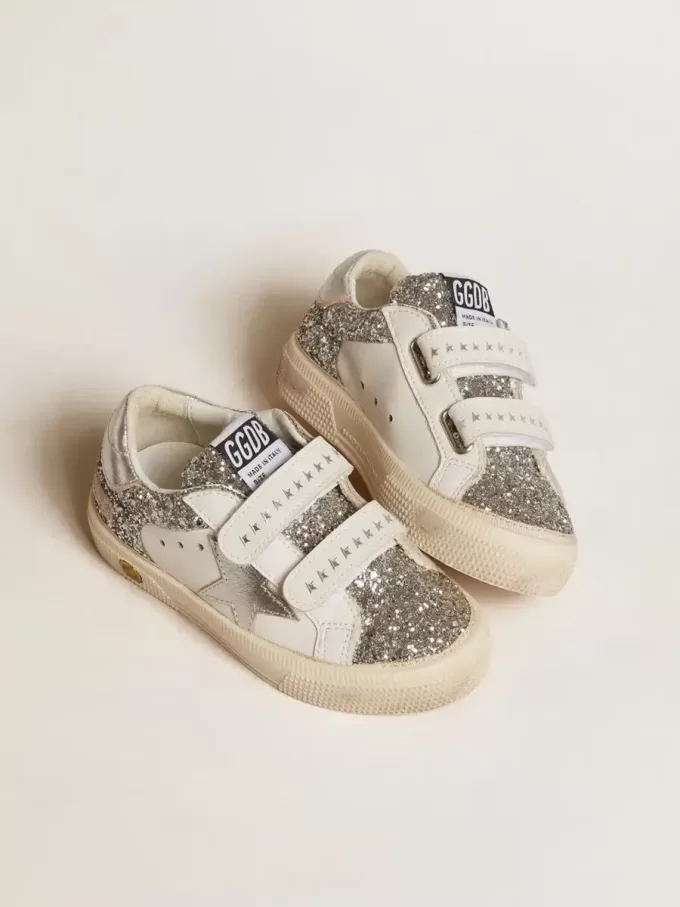 Bio-based May Teen in glitter met zilveren ster en hielstuk