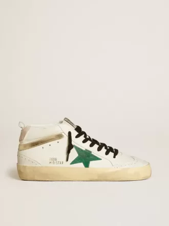 Bio-based Mid Star voor dames met groene suède ster en roze suède hielstuk