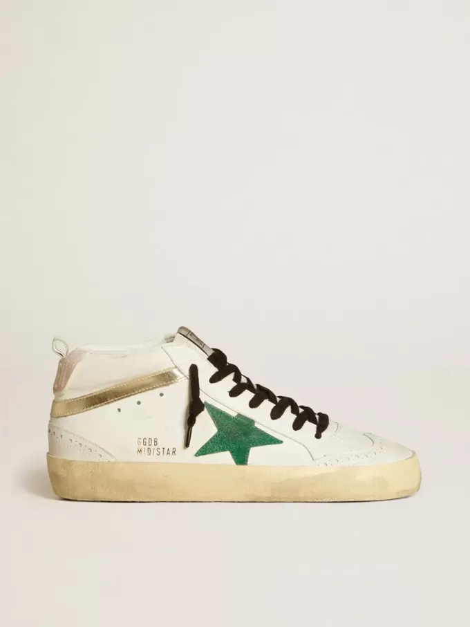 Bio-based Mid Star voor dames met groene suède ster en roze suède hielstuk