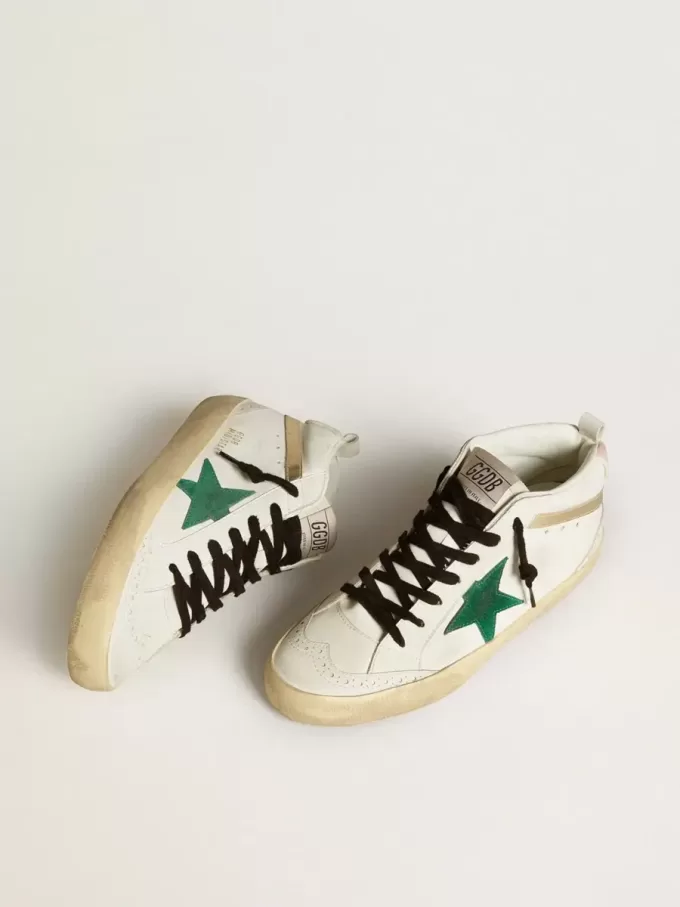 Bio-based Mid Star voor dames met groene suède ster en roze suède hielstuk