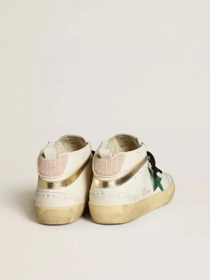 Bio-based Mid Star voor dames met groene suède ster en roze suède hielstuk