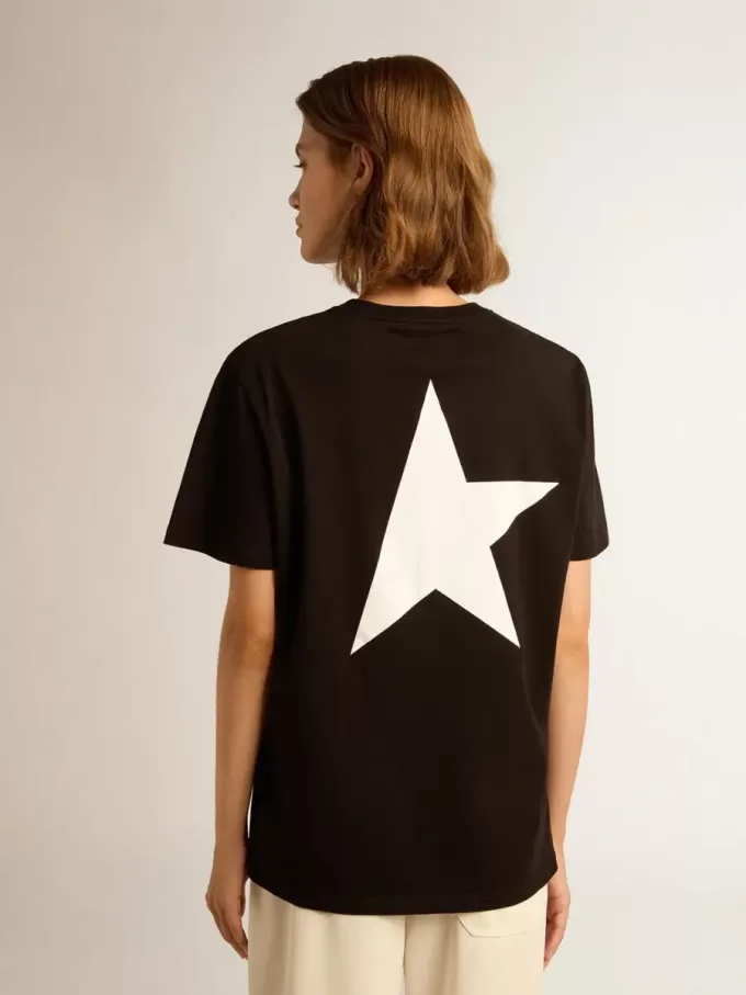 Black Star Collection T-shirt met contrasterend wit logo en ster