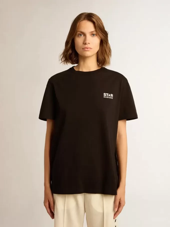 Black Star Collection T-shirt met contrasterend wit logo en ster