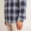 Blauw 3D-geruit herenoverhemd met print op de achterkant